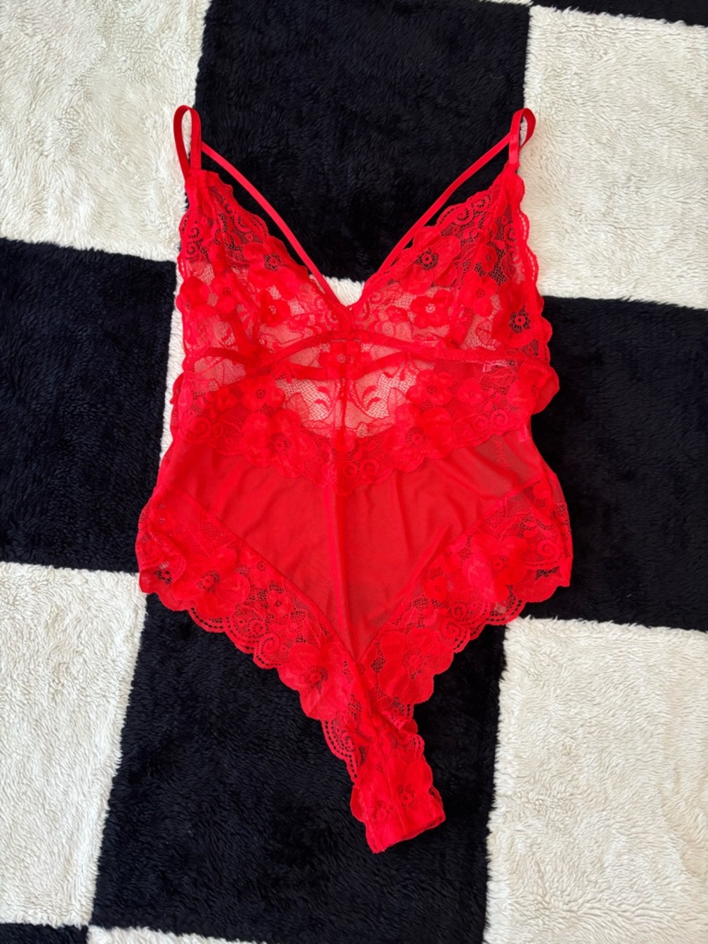 BNWT Red Lace Mesh Teddy Bodysuit